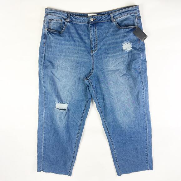 NEW Eloquii Denim Viola fit Straight leg distressed blue jean size 22 NWT - Picture 3 of 8